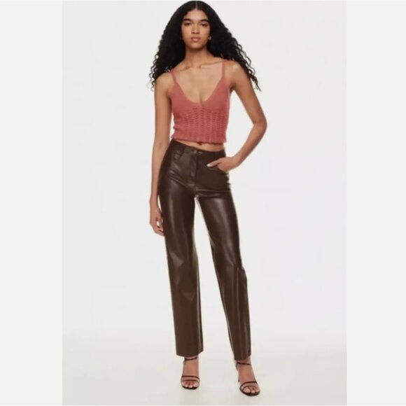 Aritzia Wilfred Melina Pant High Rise Waist Vegan Leather Straight
